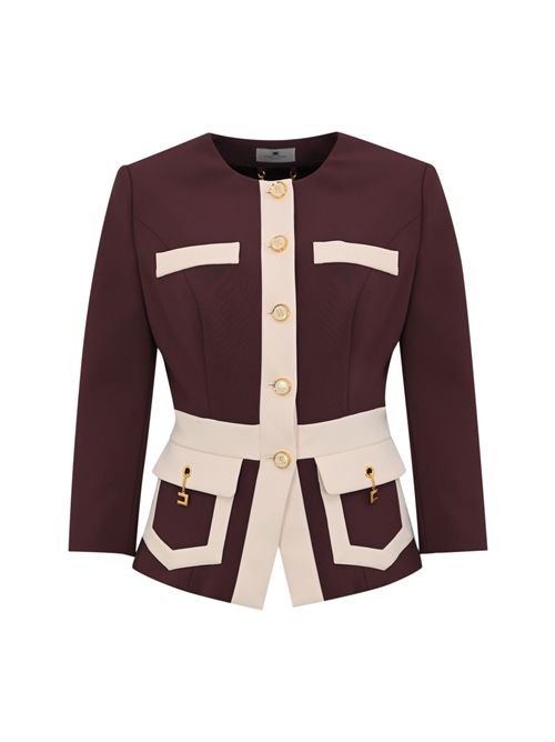 Giacca color-block in doppio crepe Merlot/Milk Elisabetta Franchi | GIT0156E2EH8